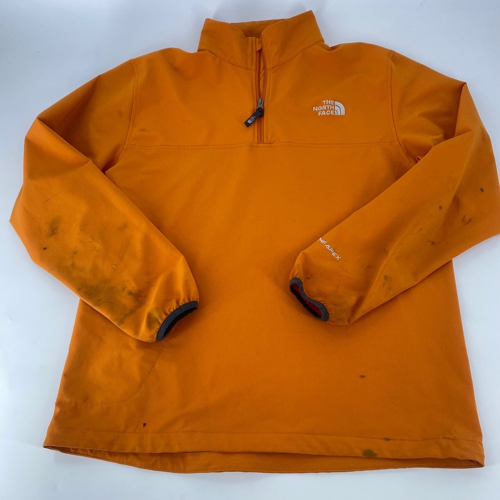 The North Face Mens Orange Apex Soft Shell 1/4 Zip Pullover Jacket L G